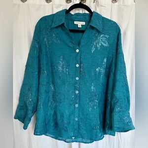 Coldwater Creek teal button down